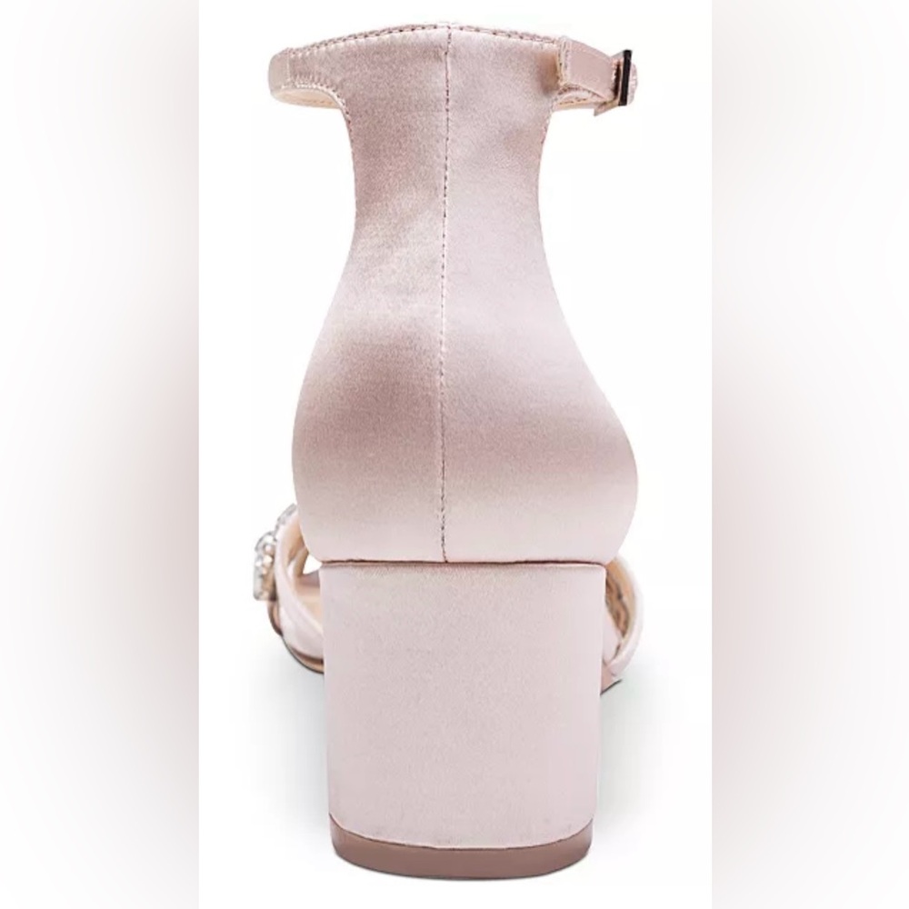 Jewel Badgley Mischka Woman’s Block Heel Evening Sandals Size 6 Blush - Picture 3 of 6